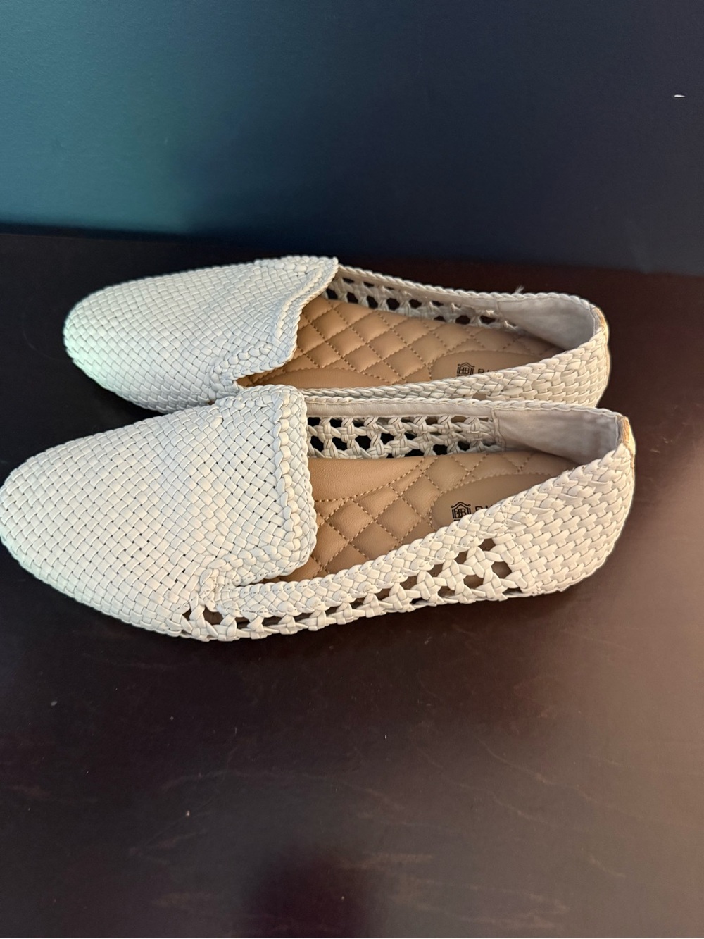 Birdies Woven Slip-On Flats in Light Gray
